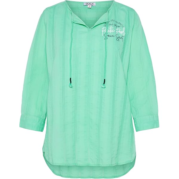 SOCCX Kurzarmbluse Bluse WANDERLUST Tunikabluse Mit 3/4 Ärmeln (1-tlg
