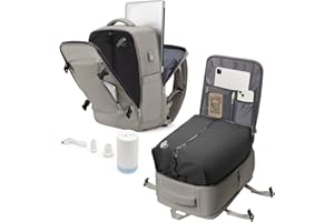 livbote Zaino Sottovuoto Viaggio con pompa sottovuoto, Zaini Airbag Zaino da Viaggio Aereo Bagaglio a Mano Ryanair 40x20x25 Borsa da Cabina per Donna Uomo -Marrone