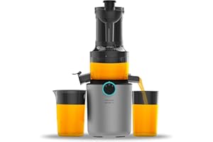 Cecotec Centrifuga Frutta e Verdura - Estrattore Frutta e Verdura Juice&Live 1500 Slim motore 200W, bocca 82mm, 55±5 RPM, silenzioso, facile pulizia, sistema sicurezza, ideale per succhi salutari