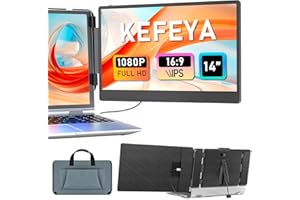 KEFEYA Laptop Screen Extender, 14" Portable Monitor for Laptop 13-17", 1080P FHD IPS Laptop Monitor Extender for Laptop with USB-C/HDMI Port, Plug n Play for Windows/Chrome/Mac/Switch/PS5