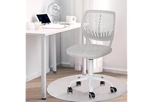 FurnitureR Kinder Schreibtischstuhl, höhenverstellbarer Drehstuhl mit kleinem Loch Rückenlehne Design, geeignet für Kinderzimmer oder Arbeitszimmer, Molandi Grau