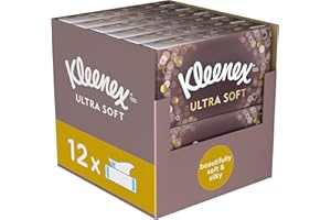 Kleenex Tissues - Ultra Soft Tissues, 12 Tissue Boxes (960 Facial Tissues) ,Pack of 12, 960.0 count