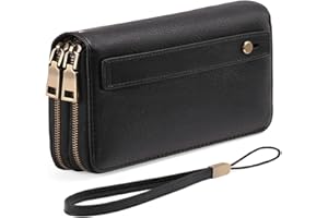 GAEKEAO Portafoglio Donna Grande, Portamonete Vegan in Pelle, Porta Tessere Blocco RFID, Portacarte di Credito, Porta Tessere, Borsellino Doppia Cerniera, Idee Regalo