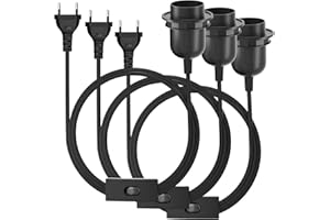 ‎PABANCE 3xE27 Lampenfassung mit Kabel, Lampenfassung mit Schalter mit EU Stecker, E27 Fassung mit Kabel für Lampenaufhängung Pendelleuchte Hängeleuchte Schwarz
