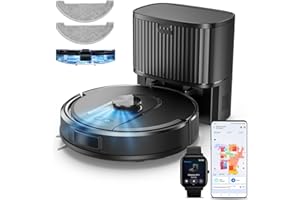 Vexilar Aspirateur Robot 6000Pa, Cleanova W11 Robot Aspirateur Laveur avec Vidange Automatique Poussière, Navigation LiDAR,180min, Connecté par Alexa/APP, Idéal pour Tapis Poils d'animaux