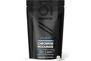 ALPHA01 Chromium Picolinate 1000mcg with BioPerine® - Blood Sugar + Metabolism Support – Made with BioPerine – Non GMO, Gluten Free, Halal – 180 Vegan Tablets
