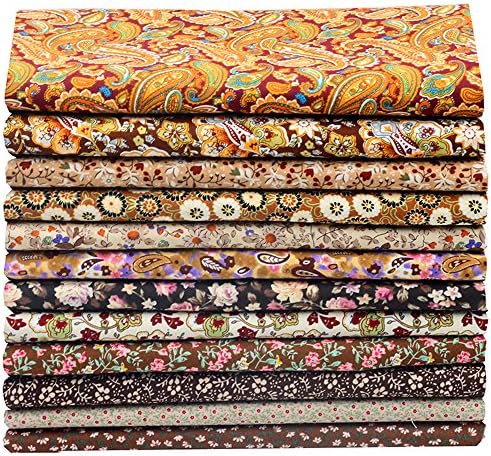 Royal Brown Cotton Poplin Fabric Fat Quarter Bundle Clothes Bedding Sewing Material Patchwork 12pcs Size 45x50cm