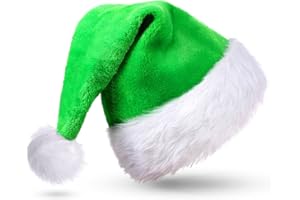 CITÉTOILE Green Santa Hat Velour Christmas Hat for Adults Luxury Christmas Hats for Women Men Santa Claus Hats Xmas Caps Christmas Decoration