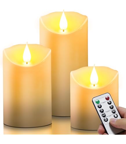 3er-Set LED-Kerzen Mit Fernbedienung & Timer – Flackernde Flamme, Echtwachs-Optik, Batteriebetrieben, Grau, Größen 10/12,5/15 Cm, Für Weihnachten & Deko