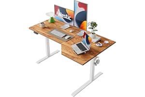 Agilestic L-Shaped Electric Standing Desk, 140cm Height Adjustable Sit-Stand Desk for Home Office, Ergonomic Computer Desk with Spliced Board, Light Brown