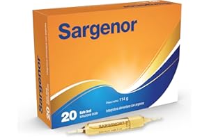 MEDA PHARMA Sargenor, Integratore Alimentare con Arginina, Utile in Caso di Stanchezza Fisica e Mentale, 20 Fiale, Confezione da 114 gr