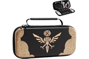 TiMOVO Carrying Case Compatible with Nintendo Switch OLED 2021 & Switch, Durable Hard Shell Game Storage Handbag Portable Travel Bag PU Pouch with Pocket for 10 Game Cards & Accessories