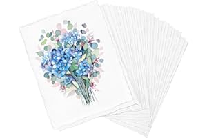 DBUWQIPS 30 Stück A5 Büttenpapier Aquarellpapier Reispapier Aquarellpapier A5 Papier 300GSM Dickes Papier Samenpapier Blätter Büttenpapier für Gemälde Skizzieren Einladungen Schreiben Diy Kunst