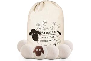 DONGQI Tumble Dryer Balls - 6 XXL Extra Large Felt Balls Made of Sheep's Wool, The Natural Fabric Softener. Ideal for Down Jackets. Dryer Balls Dryer Balls for Down