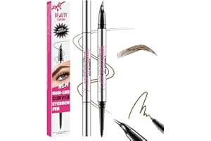BEAUTY GLAZED Stylo à sourcils incurvé, crayon à sourcils 2-en-1 à double extrémité avec pointe micro à 2 griffes et pointe ultra fine, pour créer des sourcils naturels comme des cheveux (#01 BRUN CLAIR)