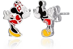 Disney Mickey and Minnie Mouse Sterling Silver Mismatched Kiss Stud Earrings