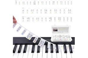 Momowin Wiederverwendbare Klavie Keyboard 88 Tasten, Klavier Zubehör, Notenstreifen für Anfänger und Kinder, Silikon, Keine Aufkleber Erforderlich (Regenbogen)