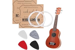 BRILEZE 2 Sets Ukulele Strings Nylon Universal Strings for Ukulele with 4 Felt Picks White Replacement Classical Ukes Strings Kits Musical Instrument Accessories for Baritone Soprano Concert Professional Begi