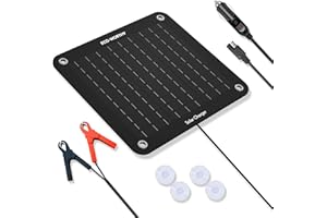 ECO-WORTHY 12 Volt 10 Watt Solar Autobatterie Ladegerät, Solarmodul Erhaltungsladung, Tragbares Solarpanel Notstromversorgung mit Krokodilklemmen Adapter für Auto, Boot, Motorrad, Wohnmobil, LKW