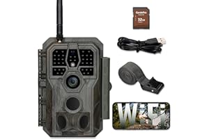 GardePro E8 Wildkamera WLAN mit 32 GB SD-Karte, 64MP H.264 1296P Video, 27m Infrarot Nachtsicht Bewegungsmelder Wildtierkamera WiFi Handyübertragung, 0,1s Schnelle Trigger, IP66