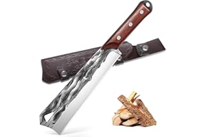 Golden Bird Cuchillo de Caza Cuchillo Bushcraft con Funda, Hoja de Acero D2 Cuchillo de Supervivencia de Hoja Fija Cuchillo Bowie con Mango de Palisandro