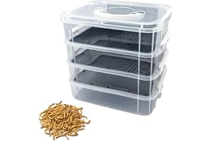 LUKHMELF Mealworm Breeding Kit,Prevent Escape Mealworms Keeper,Four-Layer High Capacity Mealworm Farm,To Breed Live Mealworms for Sugar Gliders,Reptiles,Birds,Chickens,Lizards,Bearded Dragon,Frogs,Tortoises