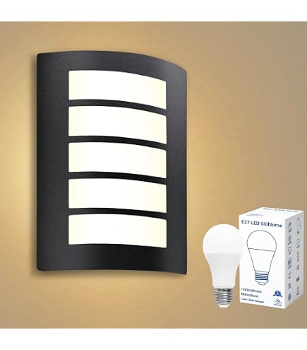 Virone MUSAM Außenlampe Mit Bewegungsmelder – E27, IP44 Wasserdicht, Schwarz, Für Garten & Haus