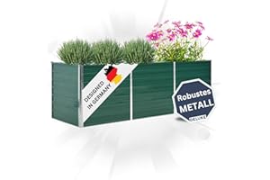 DELUKE Hochbeet für Garten OSKAR Grün | 240x80x77cm | Verzinkter Stahl | Wetterfest | Gartenbeet Kräuterbeet Blumenbeet Beet hoch Frühbeet für Garten Gemüsebeet