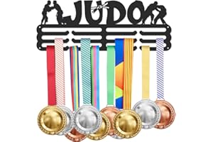 SUPERDANT Espositore per Medaglie da Judo 3 File 12 Ganci 40x15cm Porta Medaglie Sportive Premio Organizzatore di Medaglie in Mete Ferro Cordino Porta Espositori per Montato A Parete Regali per Atleti