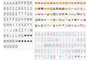 Emsmil Lettres Nombres Symboles et Emojis Signe 85 Noir 85 Coloré Lettres nombres 85 Emoji Signe pour A4 Lightbox Boîte Lumineuse DIY Panneaux de Cinéma Spécial Festival Décoration