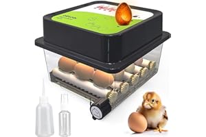 Brutautomat Vollautomatisch 12 Eier - Ideal alle Altersgruppen | Brutkasten Hühner Eierwende und Feuchtigkeitskontrolle - Integrierte Eierschale + 5 Jahre Schutz - Okköbi OBI-12