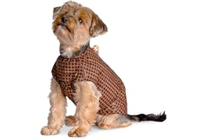 Selente Paw Parade Manteau imperméable pour chien de petite et moyenne taille avec doublure en polaire (fabriqué dans l'UE), marron/noir, pied-de-poule 5