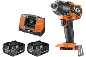 AEG - Boulonneuse à chocs 18V BRUSHLESS, 785 Nm, 2batterie Pro lithium 4,0 Ah HD, chargeur, carré d'entrainement 1/2'', 3 modes + autostop, en coffret