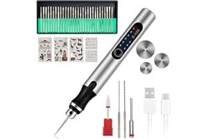 CALAMAANS USB Rechargeable Engraving Tool Kit, Electric Engraving Pen, Mini DIY Engraver Pen Rotary Tool for Carving Glass Wood Metal Stone Plastic Nails Jewelry (Silver)