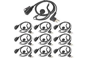 HYSHIKRA Auricular Walkie Talkie Compatible con Motorola CP040 DP1400 GP88 GP300 Radio, Forma de G, PTT con micrófono (10 Pieza)
