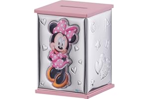 VALENTI & CO. Valenti & Co – Disney Baby – Minnie - Salvadanaio Bambini in Argento Colorato, Idea Regalo Bambina