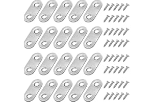 MENGH-SHOP Staffe Angolari Piatte Supporti Angolo Retto Staffe in Acciaio Squadrette con viti per Mensola di Legno Tavolo Sedia 36*16mm Argento 20 Pezzi