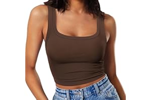RIROW Damen Ärmelloses Tank Top Slim Fit Quadrat-Ausschnitt Geripptes Basic Oberteil