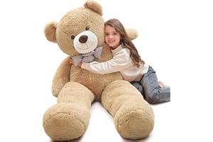 MorisMos Orso Peluche Gigante 120cm, XXL Orsacchiotto Giganti Orsetto di Peluche Grande Morbido Coccoloso, Idee Regalo San Valentino per Lei Bambini Ragazze Fidanzata Donna Compleanno (Marrone Chiaro)
