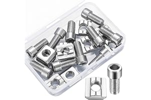 HEOZHUYI Tuerca en T M8, Pack de 10, Serie 3030 - Tuerca Deslizante M8 en Acero Inoxidable con Tornillo Hexagonal Interno para Ranuras de Extrusión de Perfil de Aluminio Estándar de la serie 30