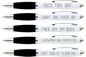 Cheeky Chops Pack of Ballpoint Pens - Funny Pen Set For Colleagues - Funky Stationery Quirky Gift - Office Desk Accessories - Rude Pen Set - Funny Friend Gift (The Fuck Pack)