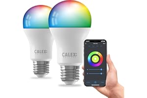 CALEX Lot de 2 Smart Ampoules LED A60 E27 RGB CCT WiFi, 806lm, 9,4W, Alexa/Google/Siri, 16M couleurs, blancs 2200-4000K, dimmable, musique, scénarios, sans pont, WiFi 2.4GHz