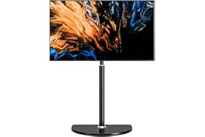 RFIVER Stojak podłogowy do telewizora 32-65-calowych telewizorów LED LCD OLED, płaskich, zakrzywionych telewizorów z obrotem ± 90 stopni, narożny stojak do telewizora z regulacją wysokości, do 40 kg, zarządzanie kablami, łatwy montaż, maks. VESA 400 x 400, czarny