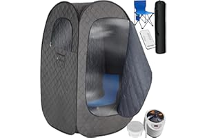 TecTake® Sauna da casa a Vapore Portatile, Pieghevole, generatore 1000 W, 15 Livelli Temperatura, Bagno Steamer, Cabina Domestica Spa, diffusore Oli Essenziali, Sauna da Esterno e Interno - Grigio