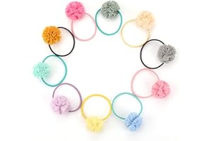 YOLEV 20 sztuk gumek do włosów z włosami dla dziewcząt, baby flower pompon na czoło, śliczne pompony, puszysty koński ogon, spinki do włosów dla kobiet, dziewcząt, dzieci, ozdoba do włosów