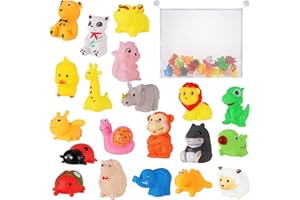 FANTESI 20 Pcs Baby Bath Toys Floating Bath Toys Rubber Animal Toy With Mesh Bath Toy Storage Floating Animal Bath Toy Swimming Toys For Kids Toddler Gift
