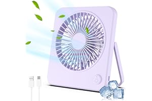 HIANJOO Mini Ventilatore da Tavolo, Alimentato Tramite USB (NO Batteria) con 3 Velocità Angolo Regolabile silenzioso Forte, Portatile Piccolo Ventilatore da Viaggio per Casa, Camera da Letto, Ufficio - Viola