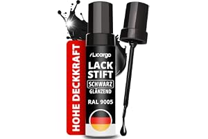 Licargo® Paint Pen Glossy Black 12 ml – Perfect Coverage and Quick Drying – Professional Results for Stone Chips – with Precision Brush – Scratch Remover Car Black Paint Pen Car