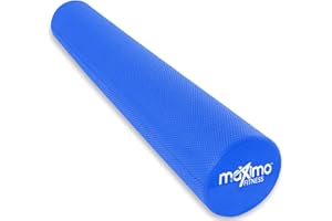MAXIMO FITNESS Rullo in Schiuma Extra Lungo - 6” x 36” (15 cm x 90 cm) - Punti Trigger - Strumento Perfetto per l’Auto Massaggio in Casa, Palestra, Pilates, Yoga. Istruzioni Incluse. (Blu - 90 cm) (Blue)