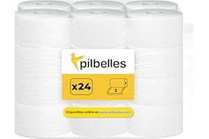 PILBELLES Papel Higiénico Industrial Pasta Laminado 24 Rollos Jumbo | Rollo de Papel Industrial Jumbo para Dispensador